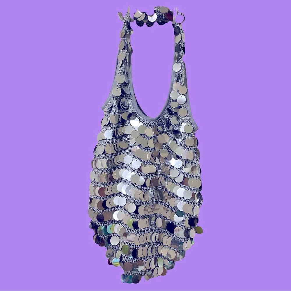 NWT Silver sequin purse